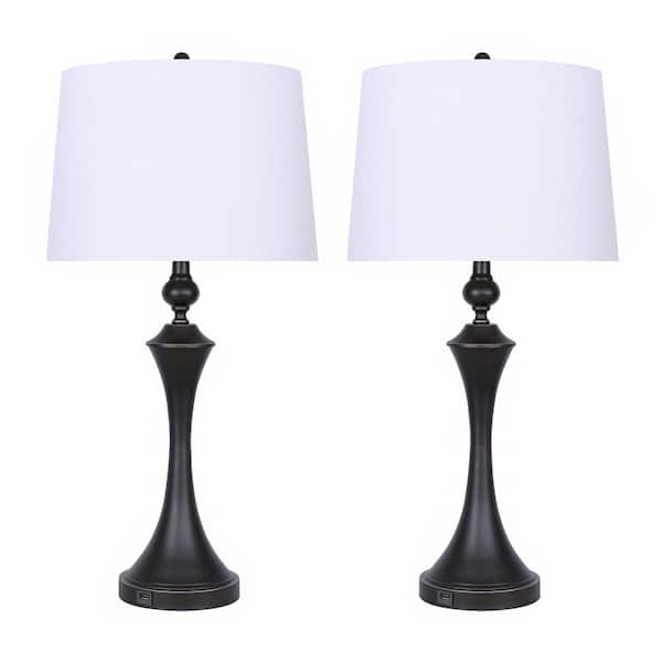 Grandview Gallery 31 In Oil Rubbed Bronze Table Lamps With Usb Port Base And Off White Linen Shades 2 Pack St90872t Oil Rubbed Bronze Table Lamps, Usb Port Lamp Base