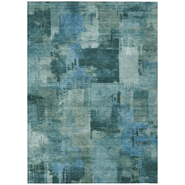 Chantille Machine Washable Indoor/Outdoor Abstract ACN2069 Teal 2 ft. 6 in. x 3 ft. 10 in. Area Rug