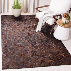 Studio Leather Brown Light Brown 3 ft. x 5 ft. Abstract Geometric Area Rug