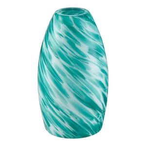 2-1/4 in. Fitter Blue Swirl Glass Oblong Pendant Lamp Shade