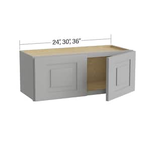 Grayson Pearl Gray Painted Plywood Shaker Assembled Wall Kitchen Cabinet Soft Close 24 in W x 12 in D x 12 in H