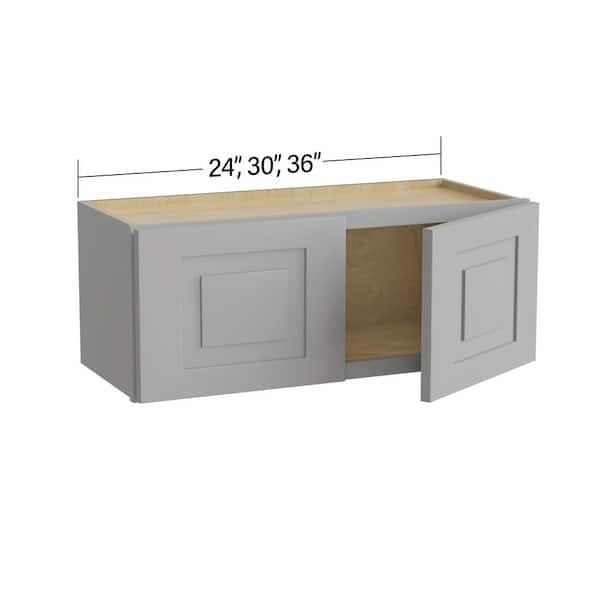 Home Decorators Collection Grayson 30 in. W x 12 in. D x 12 in. H Assembled Plywood Wall Bridge Kitchen Cabinet in Pearl Gray with Soft Close