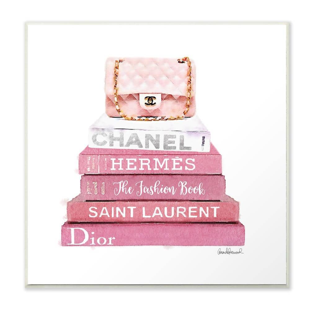 12 in. x 12 in. Pink Book Stack Fashion Handbag by Amanda Greenwood Pr