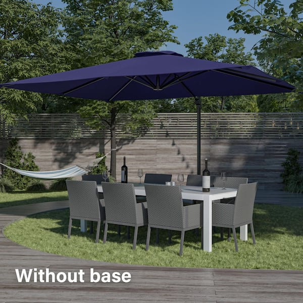 JOYESERY 11.5 ft. x 9 ft. Outdoor Rectangular Cantilever Patio Umbrella, Solution-Dyed Fabric Aluminum Frame in Navy Blue