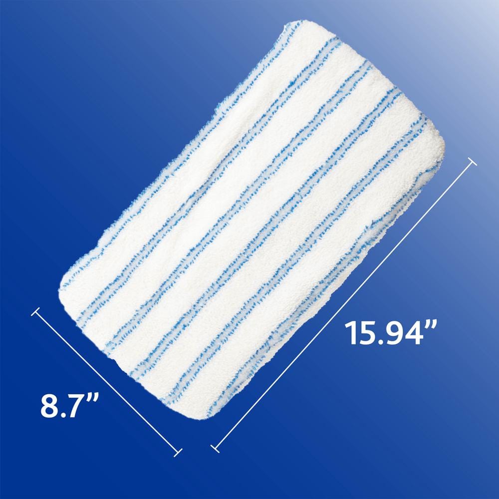 White and Blue Microfiber Flat Mop Refill for Hardwood Floors