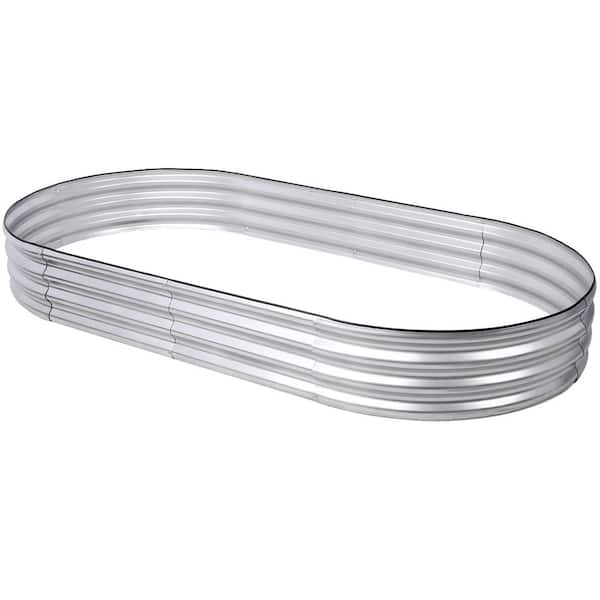 TIRAMISUBEST 71.3 in. L x 35.8 in. W x 12.2 in. H Galvanized Steel Oval Planter Bed Galvanized Sheet Raised Garden Bed Planter