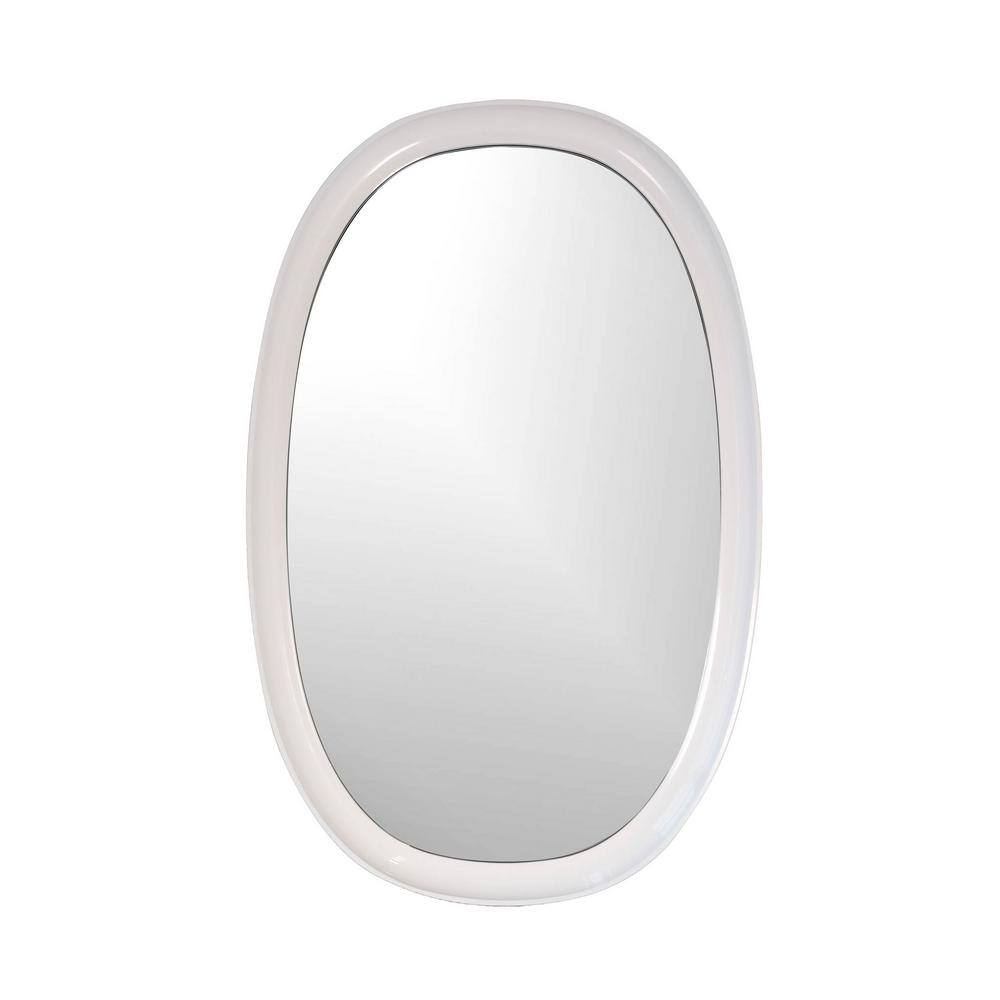 24 in. x 38 in. Maison, White Modern Oval Mirror