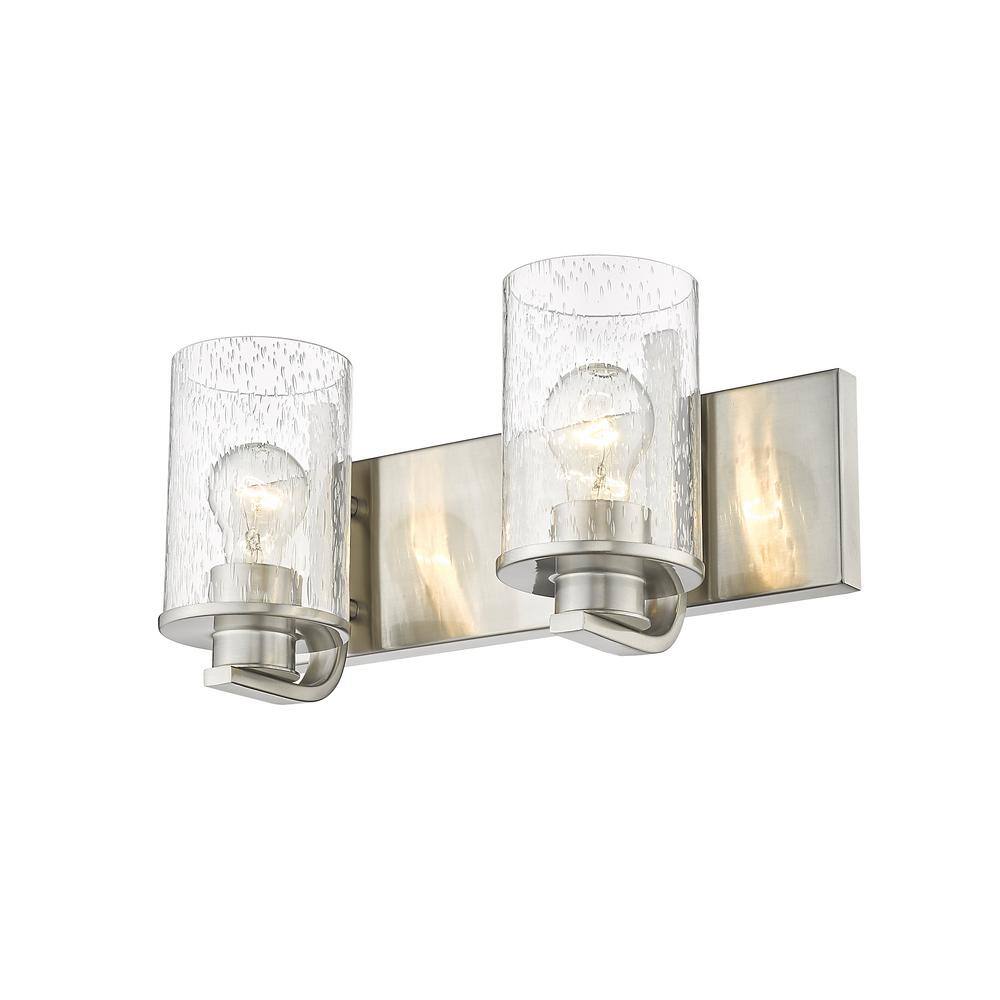 Beckett Brushed Nickel 2-Light Vanity with Clear Seedy Glass