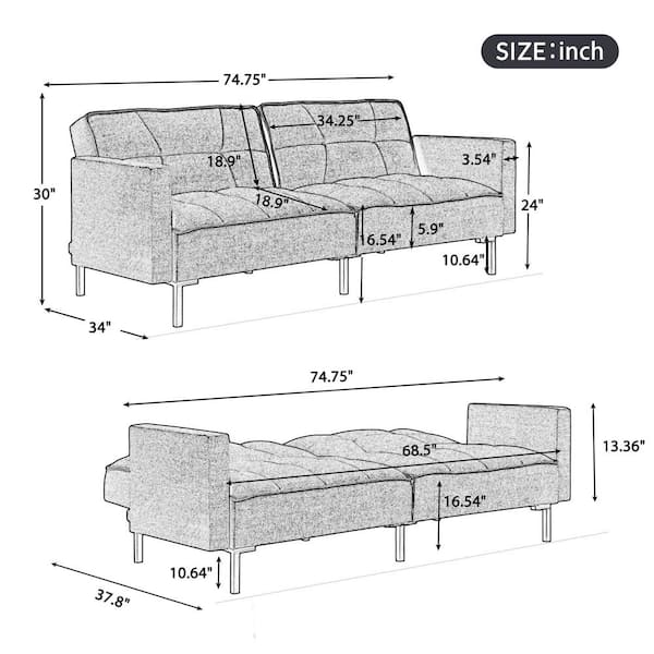 WONDER COMFORT Gray Memory Foam Futon Sofa Bed Foldable Convertible  Loveseat TN-267FA-DG - The Home Depot