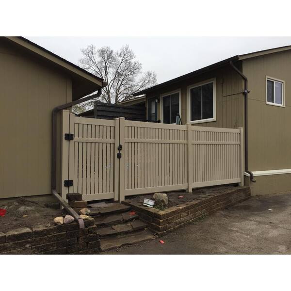 Weatherables Huntington 3.8 ft. x 5 ft. Khaki Vinyl Semi-Privacy Fence Gate Kit