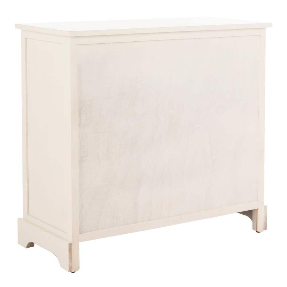 Distressed Cream Pine 6-Drawer Storage Unit with Wicker Baskets