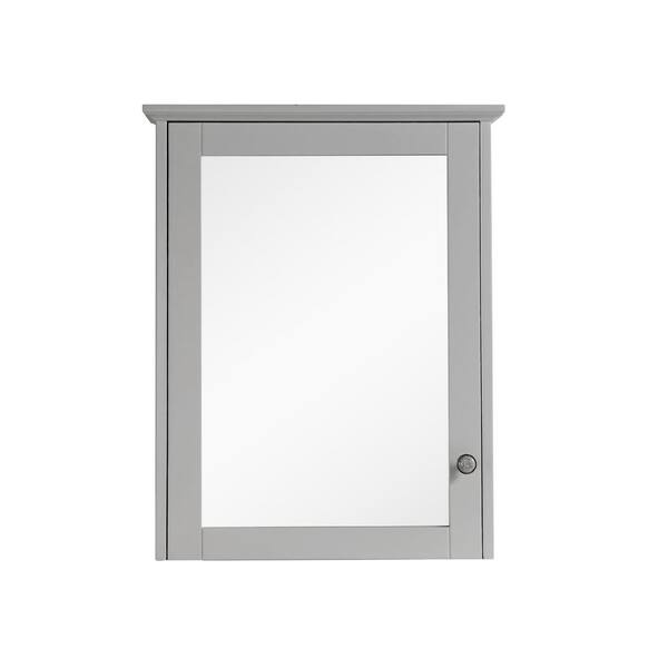 24 in. W x 30 in. H Medium Rectangular Gray Wood Frame Surface Mount Medicine Cabinet with Mirror