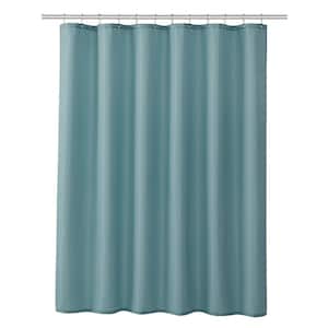 Aqua 100% Polyester Shower Curtain Set with Waterproof PEVA Liner and 12 Metal Hooks, 70 in. x 72 in.