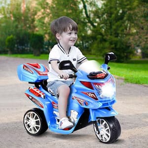 Kids Ride On Motorcycle 3 Wheel 6-Volt Battery Powered Electric Toy Power Bicycle Blue