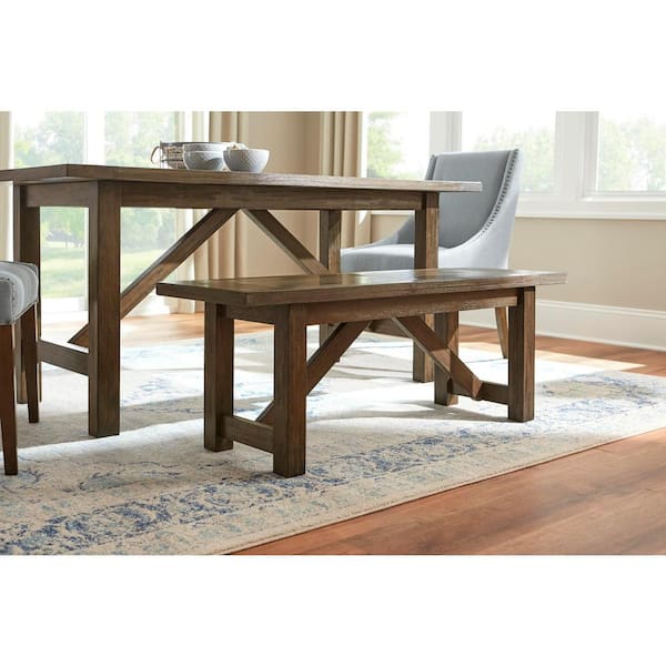Home Decorators Collection Plum Hill Smoke Brown Wood Backless Dining Bench (49 in. W x 18 in. H)