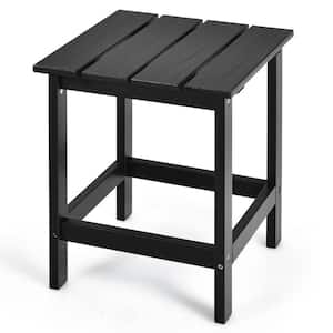 15 in. Black Square Wooden Slat Outdoor Side Table