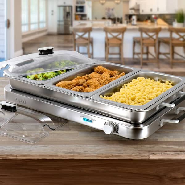7.5 Qt. Stainless Steel Warming Tray with 3 Crocks 7.5 Qt. Stainless Steel Warming Tray with 3 Crocks