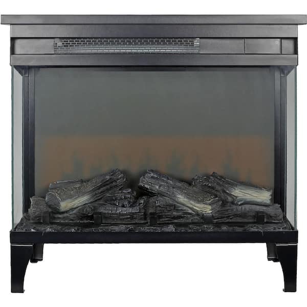 maocao hoom 24 in. Freestanding Electric Fireplaces Three Sided Glass Eelectric Fireplace with Feet in Black