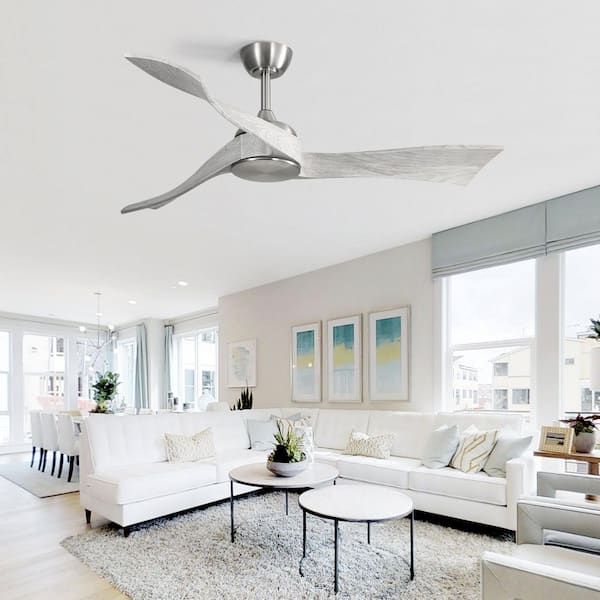 Avex 52 in. Brushed Nickel Gray Smart Indoor Wood Standard Downrod Mount Ceiling Fan with Remote Control