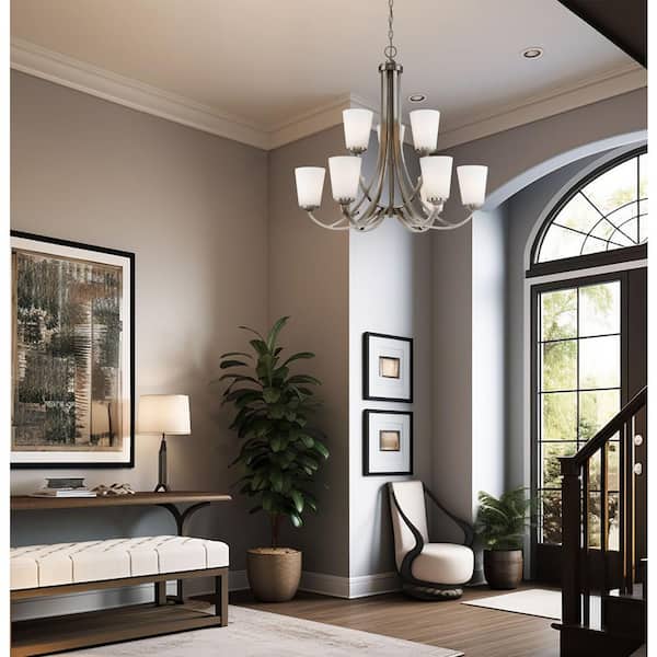 Overland Park 9-Light Brushed Nickel Chandelier for Dining Room