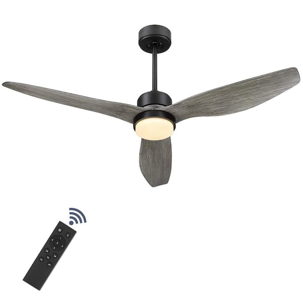 mieres Ruel 52 in. Integrated LED Indoor/Outdoor Gray Washed Smart Ceiling Fan with Remote Control and Sloped Ceiling Available