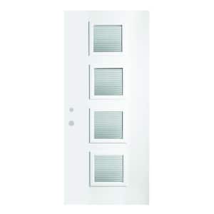 32 in. x 80 in. Evelyn Masterline 4 Lite Painted White Right-Hand Inswing Steel Prehung Front Door