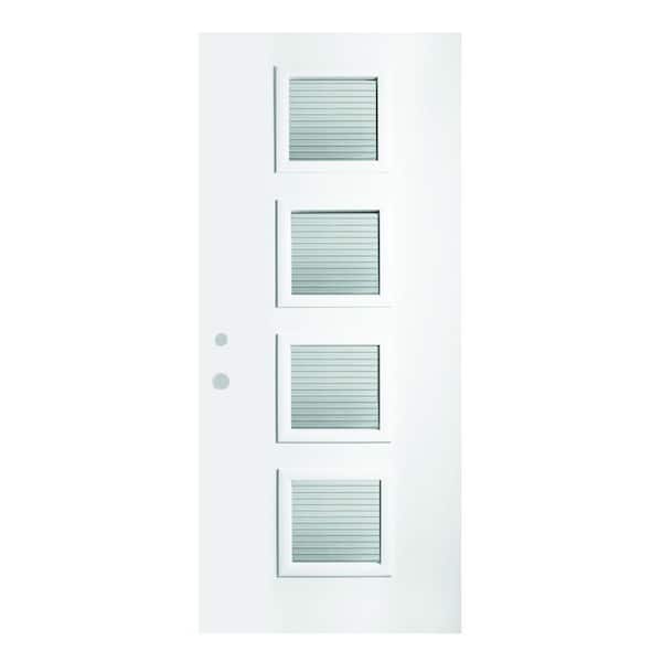 Stanley Doors 32 in. x 80 in. Evelyn Masterline 4 Lite Painted White Right-Hand Inswing Steel Prehung Front Door