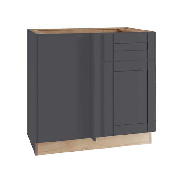 Washington 36 in. W x 24 in. D x 34.5 in. H Assembled Plywood Blind Base Kitchen Cabinet in Onyx with Soft Close LH