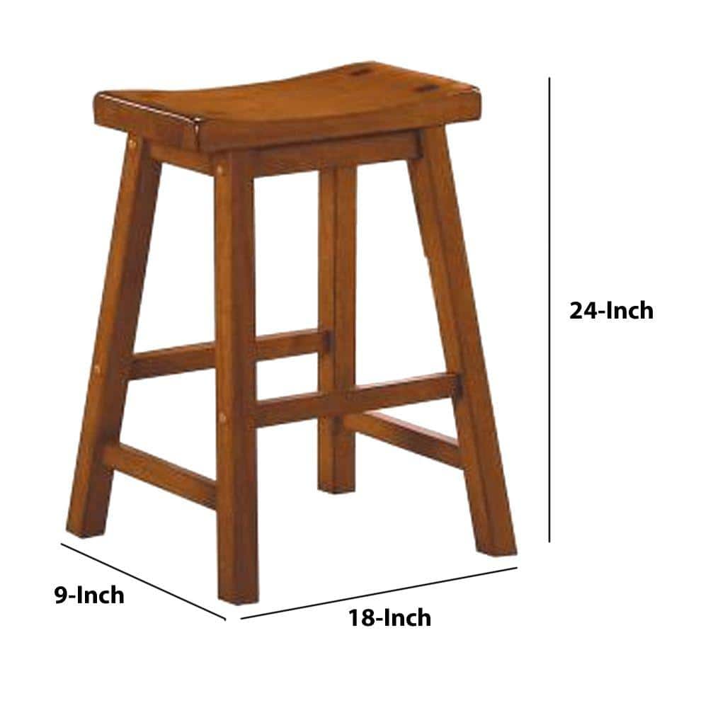 Saddle Style 24" Backless Solid Wood Bar Stool in Brown