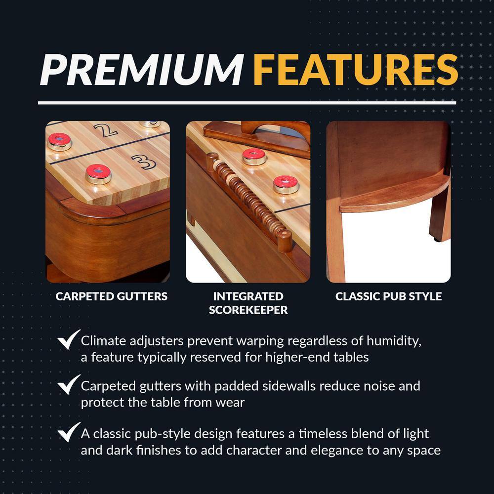Merlot 9-Foot Walnut Shuffleboard Table with Hardwood Playfield