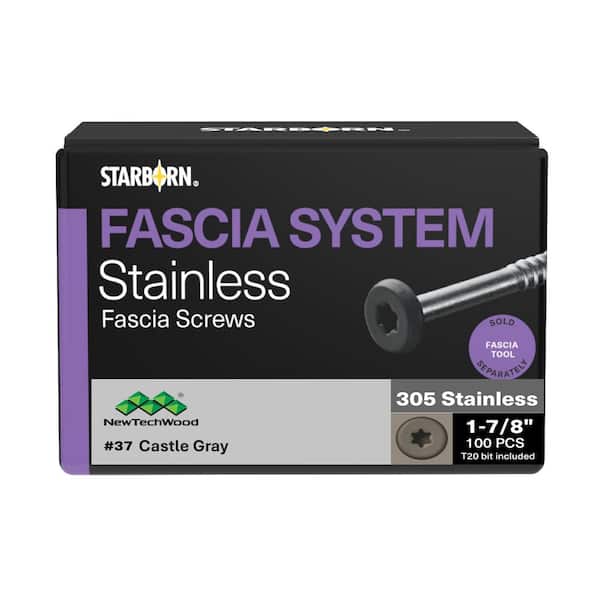 1-Pack #9 x 1-7/8 in. Castle Gray Stainless Steel Torx Pan Head Composite Deck Screw (1.26 lb. /100-Pieces)