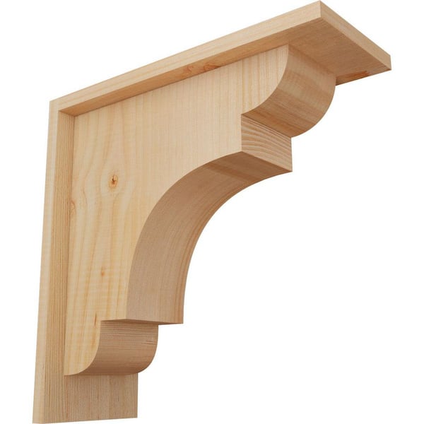 Ekena Millwork 5-1/2 in. x 14 in. x 14 in. Douglas Fir New Brighton Smooth Corbel with Backplate