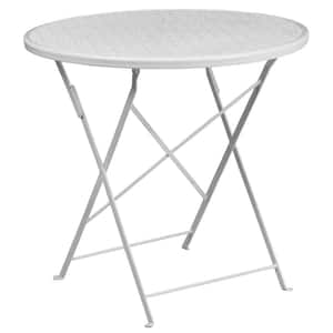 White Round Metal Outdoor Bistro Table