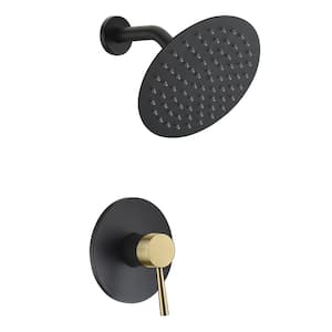 Modern Single Handle 1-Spray Shower Faucet 1.8 GPM with Corrosion Resistant in. Black and Gold