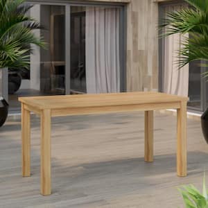 60 in. Acacia Wood Rectangular Outdoor Dining Table with Umbrella Hole