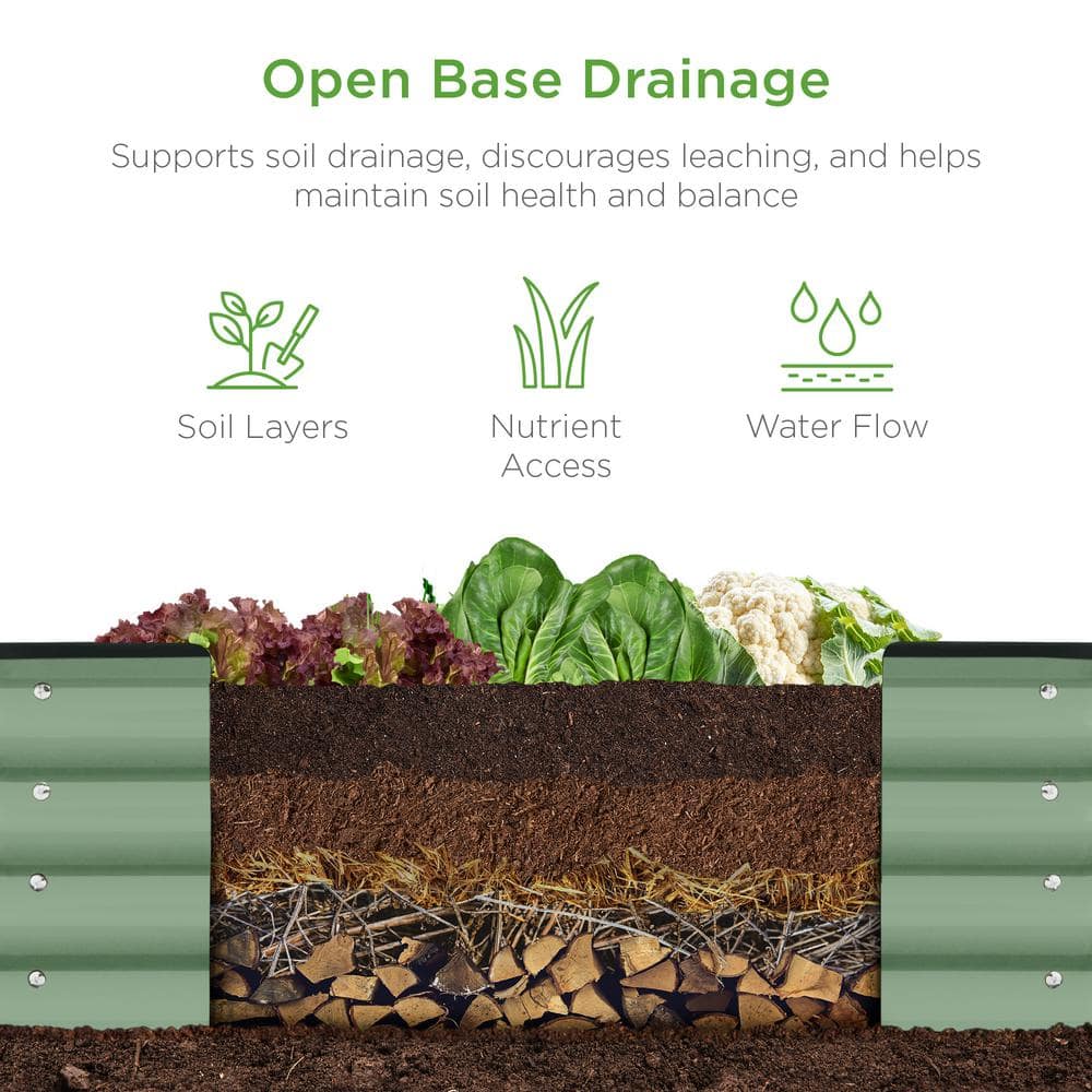 Sage Green 8x2x1ft Metal Oval Raised Garden Bed Planter