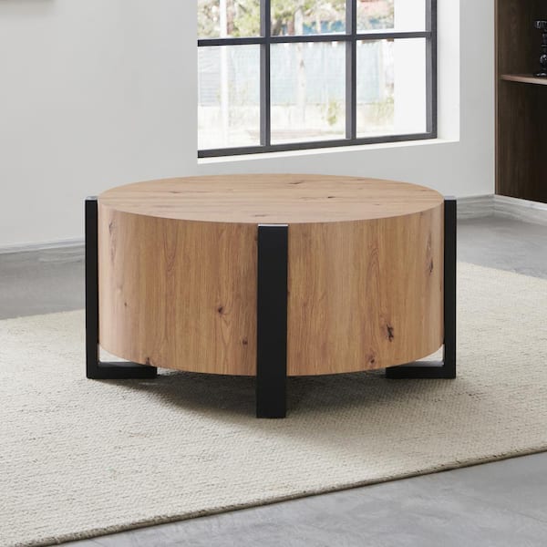 Steve Silver Darcie 36 in. Natural Faux Wood Round Cocktail Coffee Table