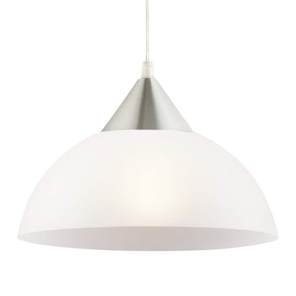 Amaris Brushed Nickel 1-Light White Globe Plug-In Pendant
