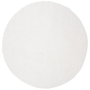 August Shag White 5 ft. x 5 ft. Round Solid Area Rug