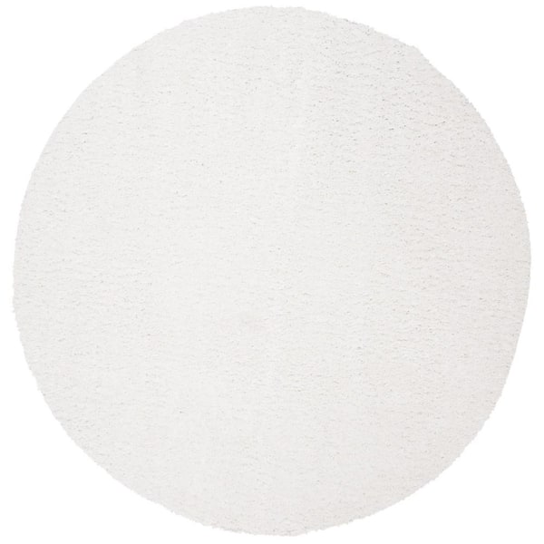 SAFAVIEH August Shag White 5 ft. x 5 ft. Round Solid Area Rug