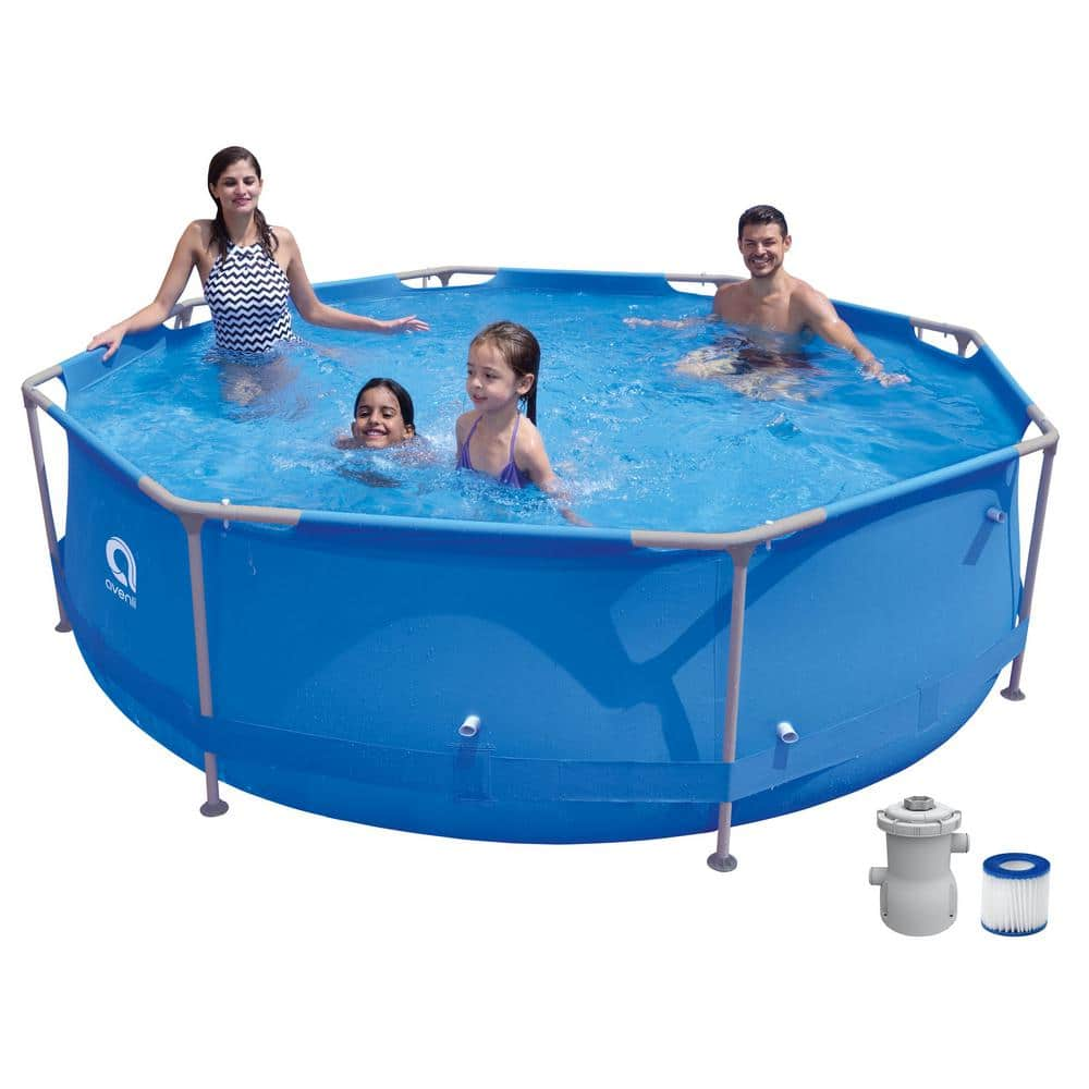 10 ft. Round 30 in. D Metal Frame Pool with Filter Pump 17812US - The ...