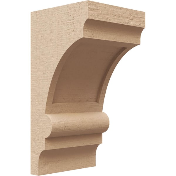 Ekena Millwork 4 in. x 8 in. x 4 in. Series 2 Wide Diane Rough Cedar Woodgrain Timberthane Polyurethane Corbel, Primed Tan