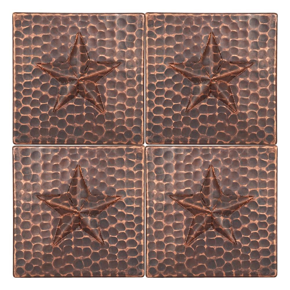4 in. x 4 in. Hammered Copper Star Decorative Wall Tile in Oil Rubbed Bronze (4-Pack) price history on PriceWatchPro