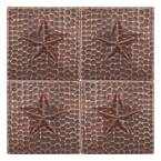 4 in. x 4 in. Hammered Copper Star Decorative Wall Tile in Oil Rubbed Bronze (4-Pack)