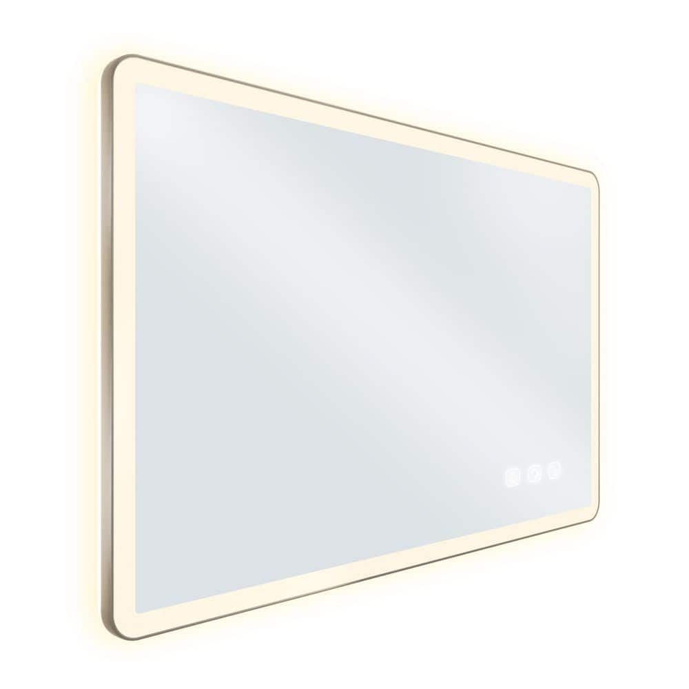 48 in. W x 30 in. H Rectangular Framed Wall Bathroom Vanity LED Mirror with Backlit and Front Light in Brushed Nichel price history on PriceWatchPro