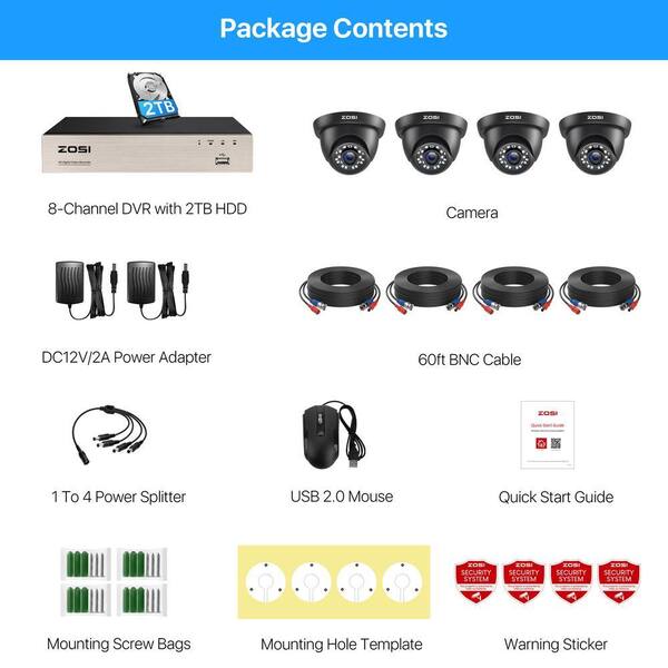 ZOSI 8-Channel 1080P DVR 2TB Video Surveillance System with 4 ZOSI 8-Channel 1080P DVR 2TB Video Surveillance System with 4