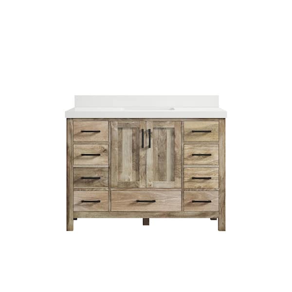 Willow Collections Malibu Mango 48 in. W x 22 in. D x 36 in. H Bath Vanity in Natural with 2 in. White Quartz Top
