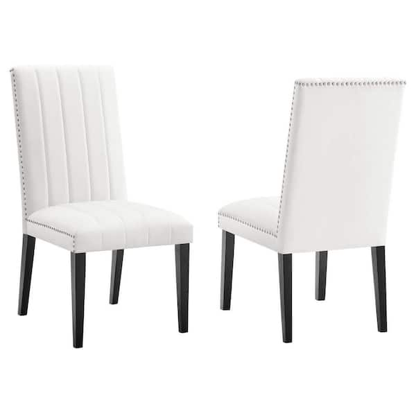 Modway Catalyst White Performance Velvet Dining Side Chairs Set Of 2 Eei 5081 Whi The Home Depot