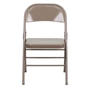 Beige Metal Folding Chair (2-Pack)