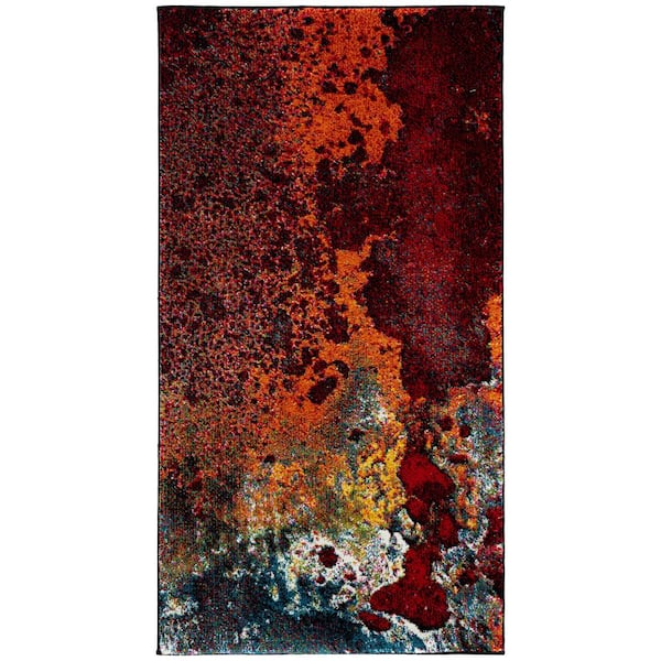 Glacier 3 ft. x 5 ft. Red/Orange Geometric Area Rug